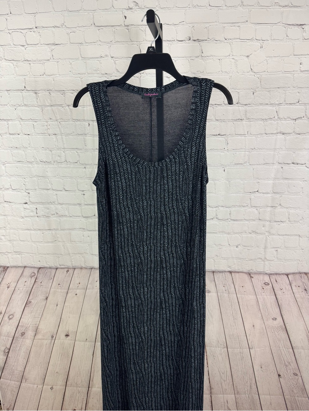 Fresh Produce Herringbone Print Black and Gray Tank Maxi Dress Size Medium
